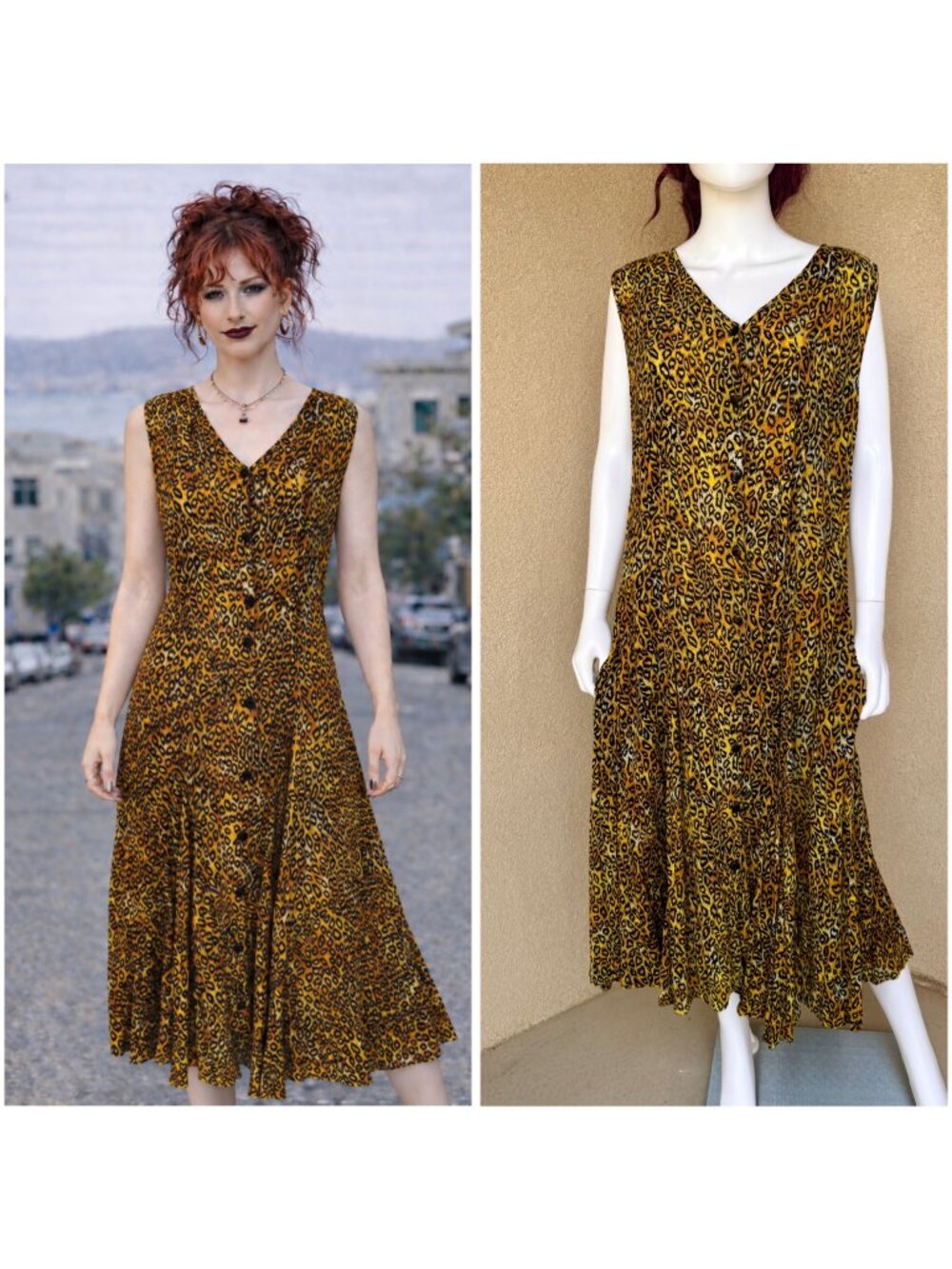 Wild Thing 90s Vintage Leopard Print Pocket Dress